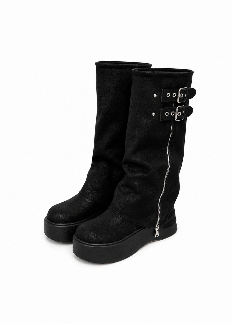 Veyra Buckle Platform Boots