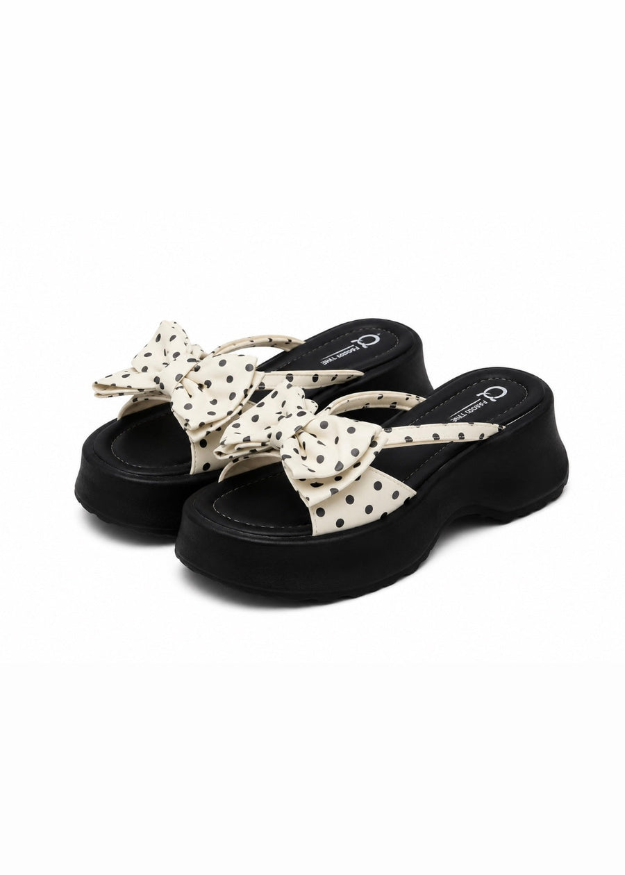 Dot Ribbon Platform Sandals